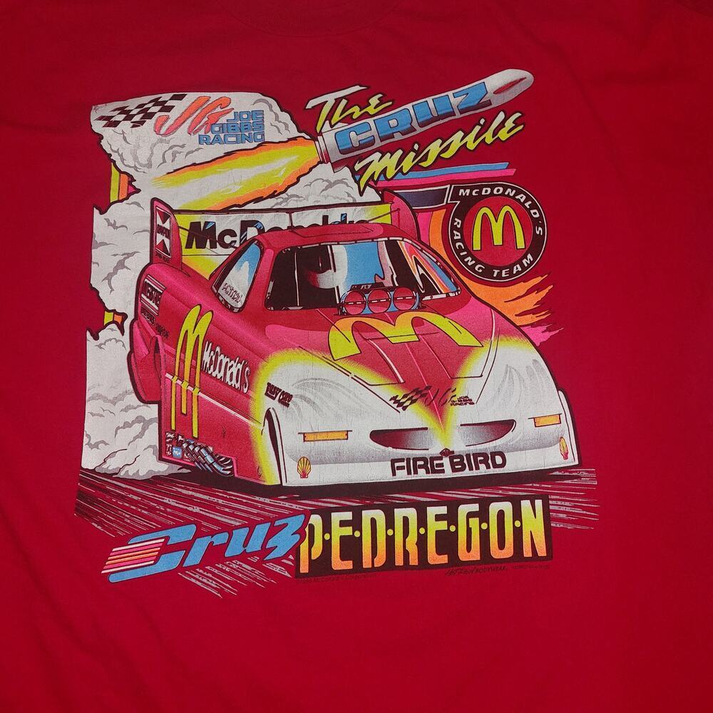 NHRA Rare Vintage Cruz Pedergon McDonald's Firebird Funny Car Size XL Kudzu Tee - Picture 6 of 16